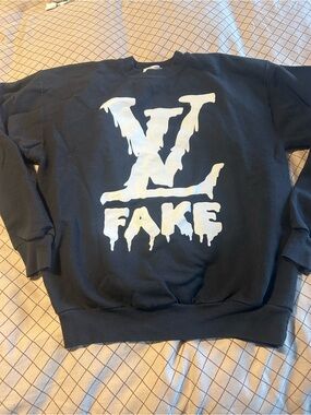 Zumiez- 'FAKE' Petals + Peacocks Graphic Crewneck Sweatshirt